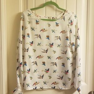 Swallow bird print blouse